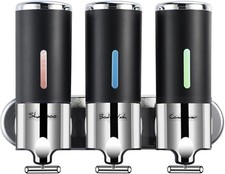 Shampoo and Conditioner Dispenser Shower Soap 3 Chamber No Drill for Wall