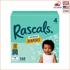 Rascals Premium Baby Diapers Size 4 148 Count Absorbent Disposable Diapers New