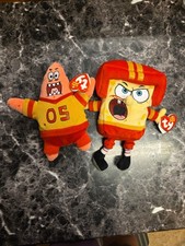 Ty SPONGEBOB QB & FOOTBALL STAR PATRICK Beanie Babies With Tags
