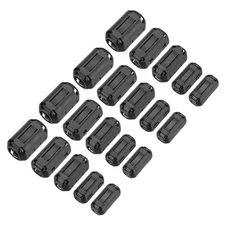 20Pcs 5Size Clip-on Ferrite Ring Core, Noise Filter Cable Clip EMI RFI Black