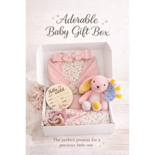 New Baby Girl Gift Box, Floral Dress  Blanket, Personalized, Baby Shower Gift