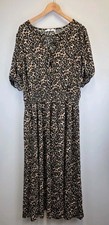 Very Dress Women UK22 Plus Size Lepard Print Puff Sleeve Elastic Waist 0601