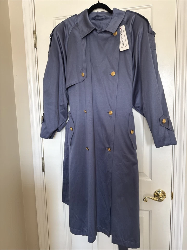 Gabardina Evan Picone azul de colección nueva con etiquetas forro de lana extraíble doble pecho Foto 2 de 4