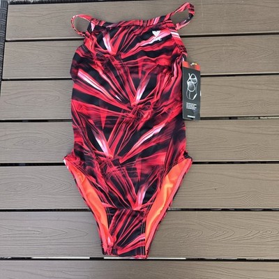 TYR Women's Durafast Red Crystallized Diamondfit Swimsuit Sz 30 New