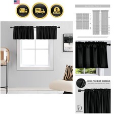 12 Inches Long Black Valances for Windows - 2 Panels Blackout Window Valances...