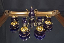Vintage Mokka-/Espresso-Service „Echt Kobalt“ – mit Goldstaffage, 6 Personen