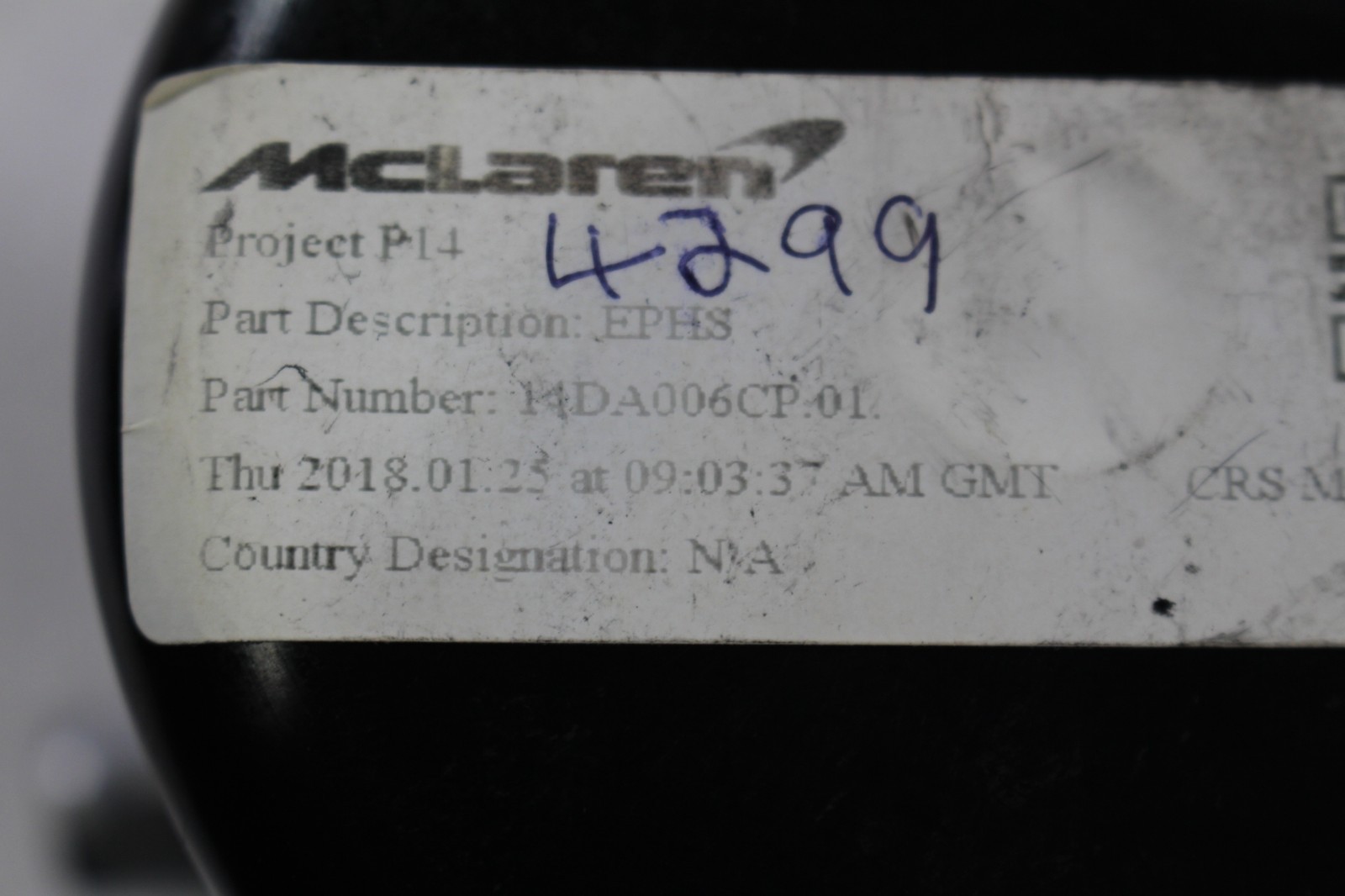 McLaren 720s, Power Steering Pump Motor, Used, P/N 14DA006CP