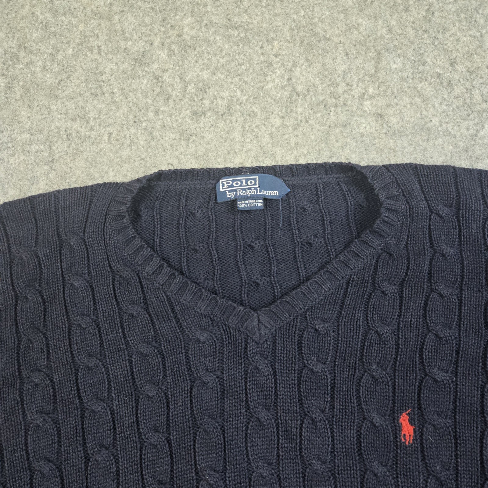 Maglione Polo Ralph Lauren Vintage Uomo XL Blu Navy Pony Maglia Cavo Felpa