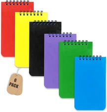 6 Pack Pocket Notebook Small 3X5 Spiral Notepads with Lined Pages, Small Top Spi