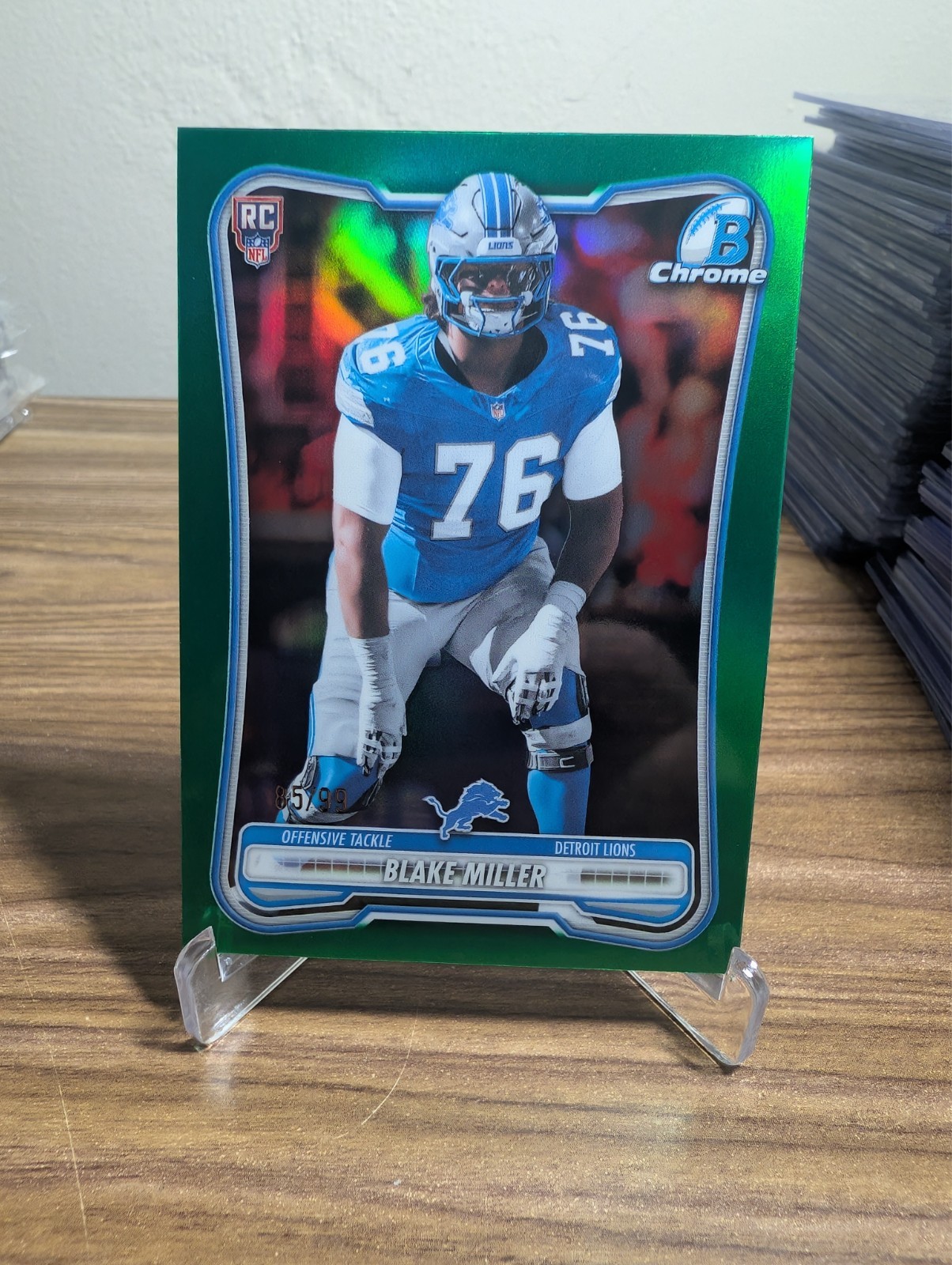2026 Bowman Chrome Football Blake Miller RC #380 Green Refractor /99 Lions
