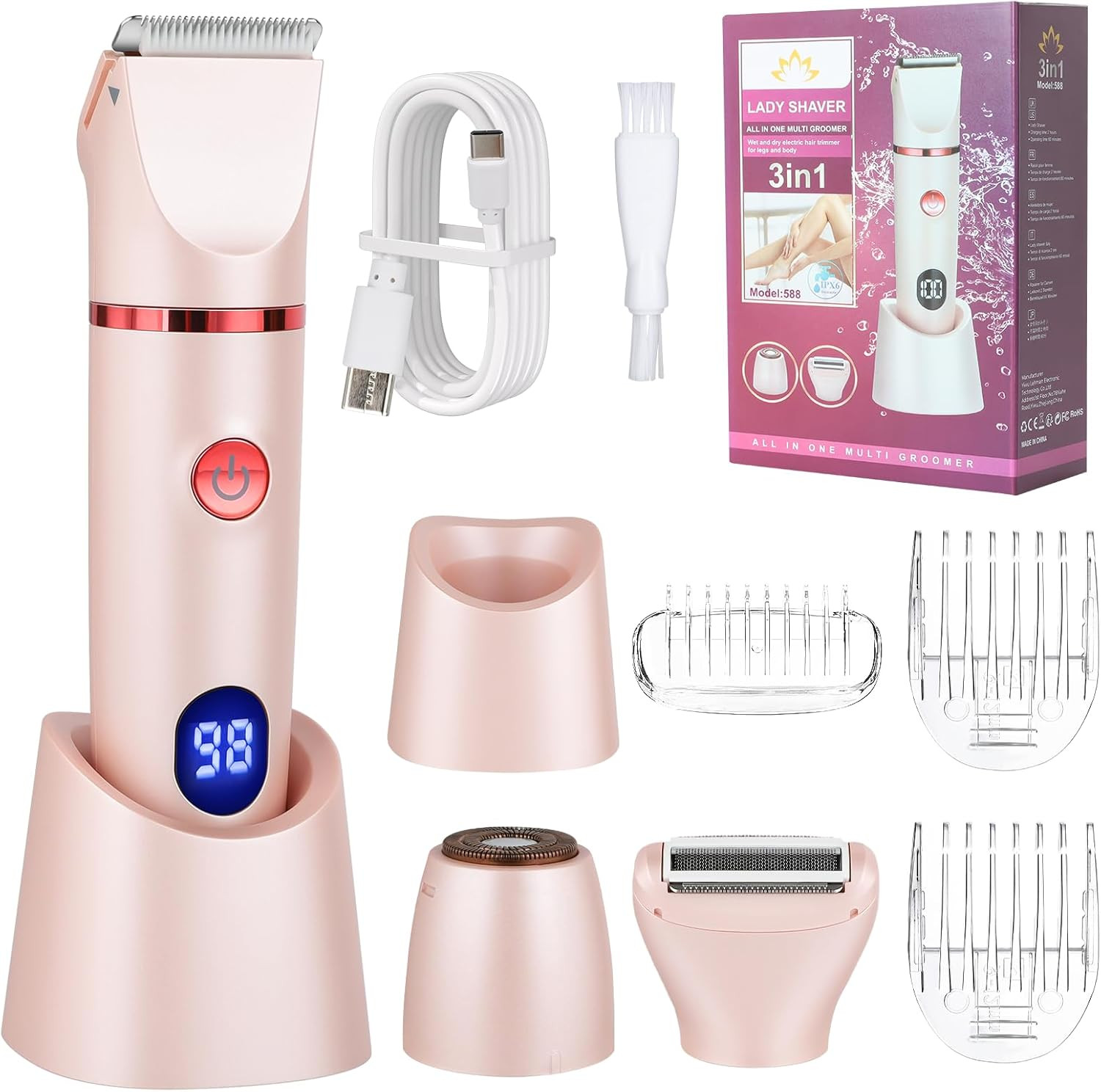 Depilatore Corpo Donna 3 in 1 - Rasoio Elettrico Ricaricabile Wet & Dry