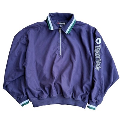 VTG TaylorMade Golf Jacket Mens Large Pullover 1/4 Zip Rain Windbreaker Spellout