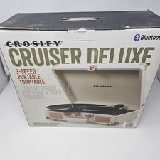 Crosley Cruiser Deluxe Portable Suitcase Record Player White Sand CR8005D-WS