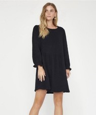 Lacausa M 100% Cotton Gauze Swing Dress Josie Mini Coastal Black