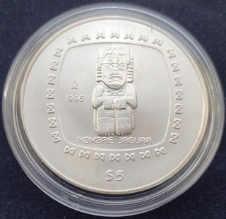 Mexiko 1996 Hombre Jaguar 5 Pesos Silber Mexico Olmeken 1oz 999Ag BU