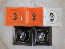 Lot of 5 Vintage 1960s Playboy Club Glass Ashtrays Key Girl Orange Black White