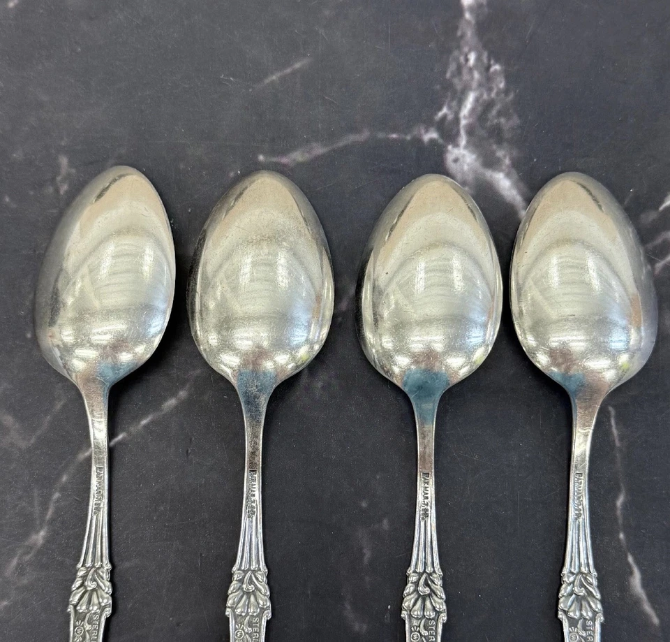 Juego de 4 cucharaditas Frank Whiting tirolesa de plata esterlina cinco en punto Foto 3 de 4