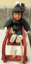 Byers’ Choice Ltd Kindles-Winter Boy in Snowsuit with Red Sled-Limited Ed *NEW