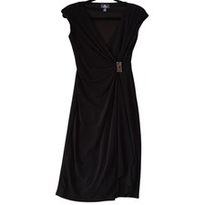 American Living Dress Sz NYE Ruched Whimsigoth Midi Elegant Formal Black