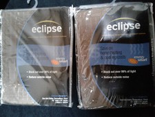 2 Eclipse Thermaback Blackout Embossed Textured Brown Curtains 42 x 63