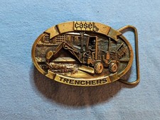 VINTAGE 1980's "CASE TRENCHERS" SOLID BRASS ADVERTISING BELT BUCKLE