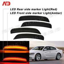 For Dodge Charger 2015-2023 Smoked Lens LED Side Marker Light Front Rear Set 4X