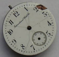 IWC pocket watch movement enamel dial stem to 12 28 mm in diameter