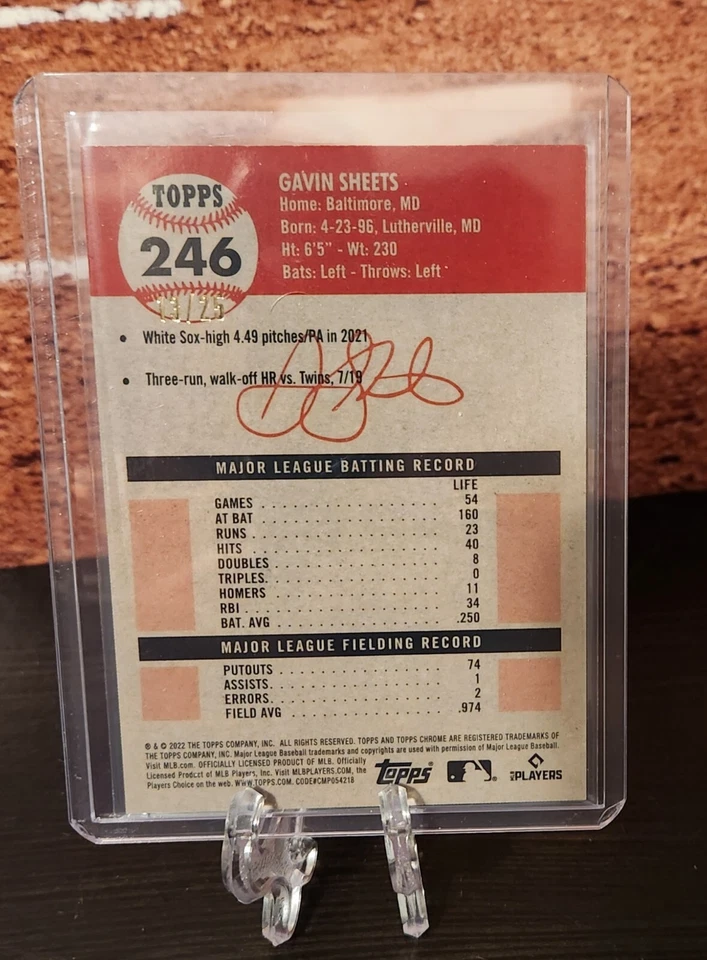 2022 Topps Chrome Platinum Anniversary Gavin Sheets Orange REFRACTOR /25 - Image 2 of 2