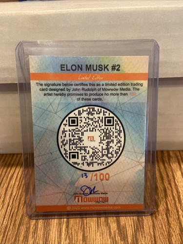 2022 Elon Musk Mowwow Media 13/100 Limited Edition #2 Signed By Artist. - Picture 2 of 4