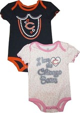 Chicago Bears GIRLS 2pc Creeper Set Orange Pink Leopard Infant Baby