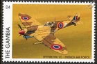 WWII Free French Air Force (FAFL) SPITFIRE Mk.VC Aircraft Stamp (1996 Gambia)