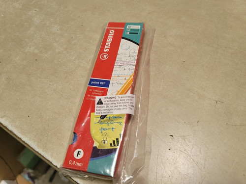 Box of 10 Stabilo 718648 0.4 mm Point 88 Felt-Tip Pen - Dark Blue NEVER USED
