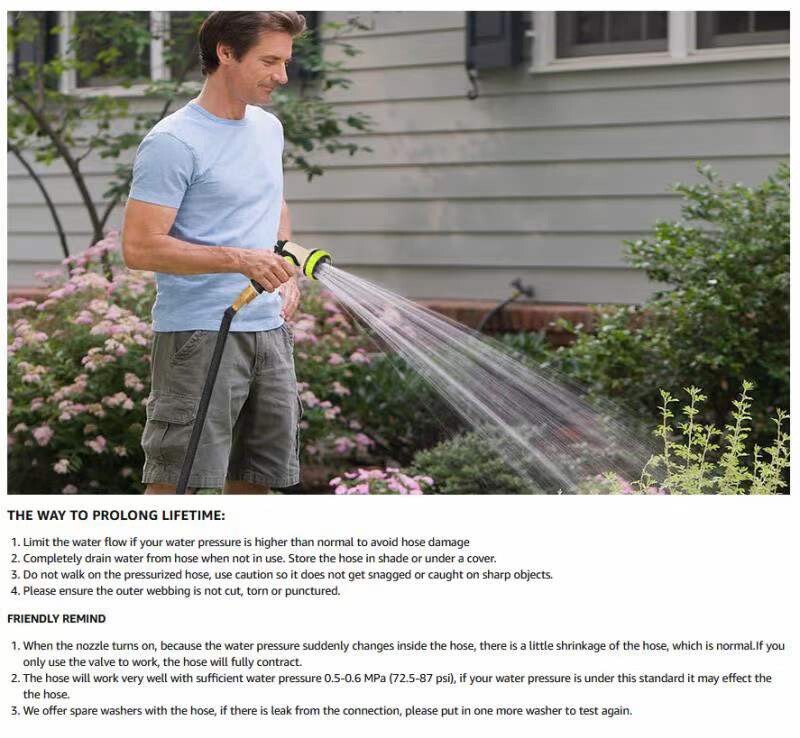 50ft Hose with 8 Function Nozzle, Lightweight Expandable Garden Hose