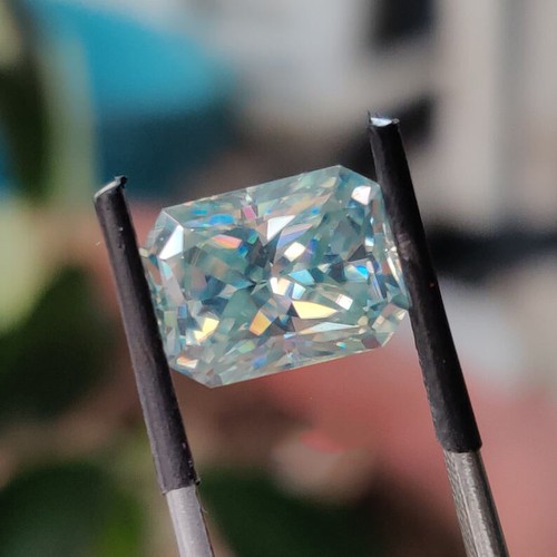 Light Blue Radiant Cut Loose Moissanite Brilliant Diamond For Valentine Ring - Picture 8 of 9