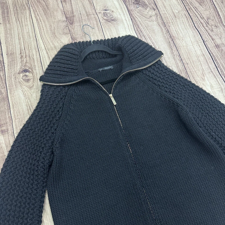 Dsquared2 Black 100% Wool Sweater Cardigan Full Zip Mens Size Large/XL - Image 2 of 4