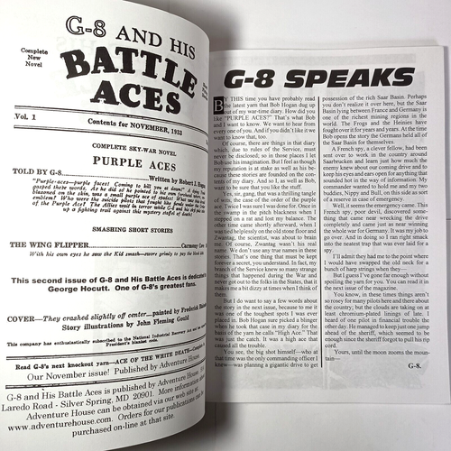 G-8 And His Battle Aces #2 Purple Aces reprint Robert J. Hogan Adventure House - Imagen 2 de 6