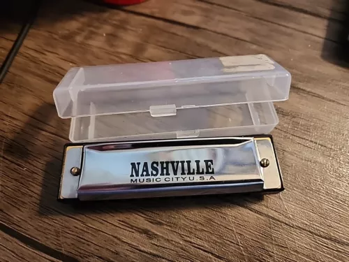 Nashville Music City 10 Hole Harmonica with Case