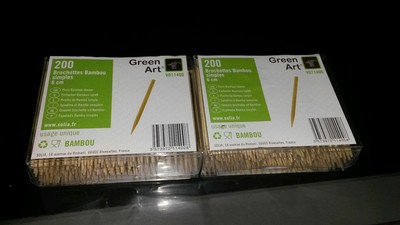 400 BROCHETTES BAMBOU GREEN ART SOLIA 6CM pour cocktails buffet verrines pics