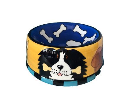 Dogzilla artist Candace Reiter Hand Painted various Dogs-DOG Bowl Too Cute! Xl