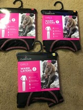 Cuddl Duds Girls Warm Layers 2 Pc Set Long Sleeve Crew  Legging Pink Black