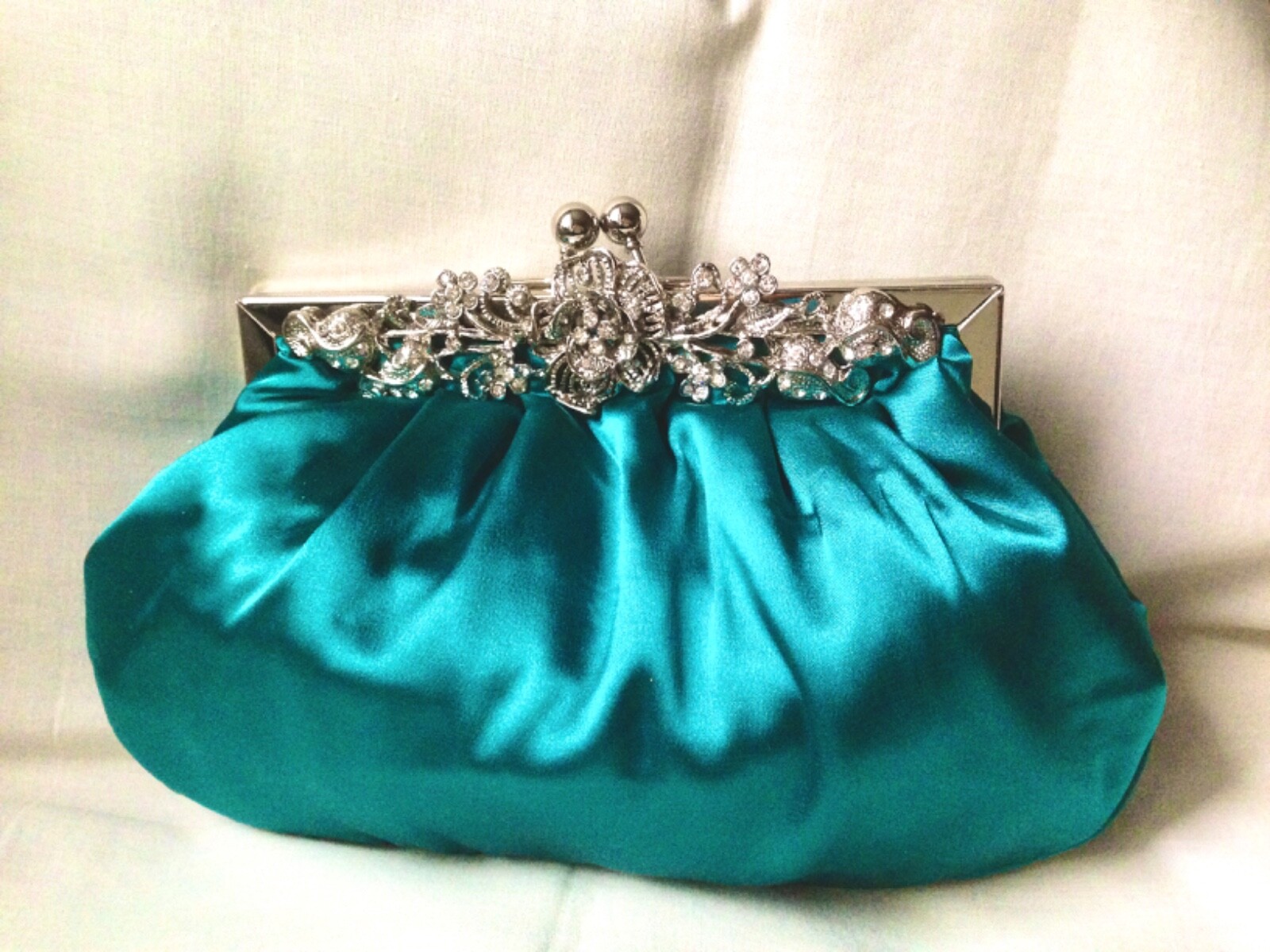 Bolso sin asas/bolso de mano para mujer - Bolso de satén acuático - Ocasiones/Bodas/Novia