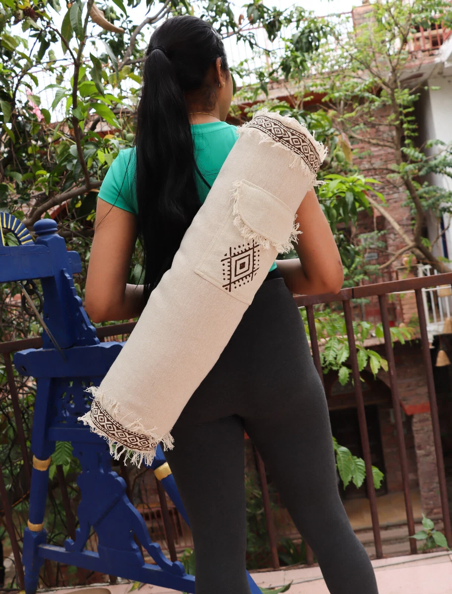 Sac De Yoga En Coton Kantha Imprimé Fruits Avec Bandoulière