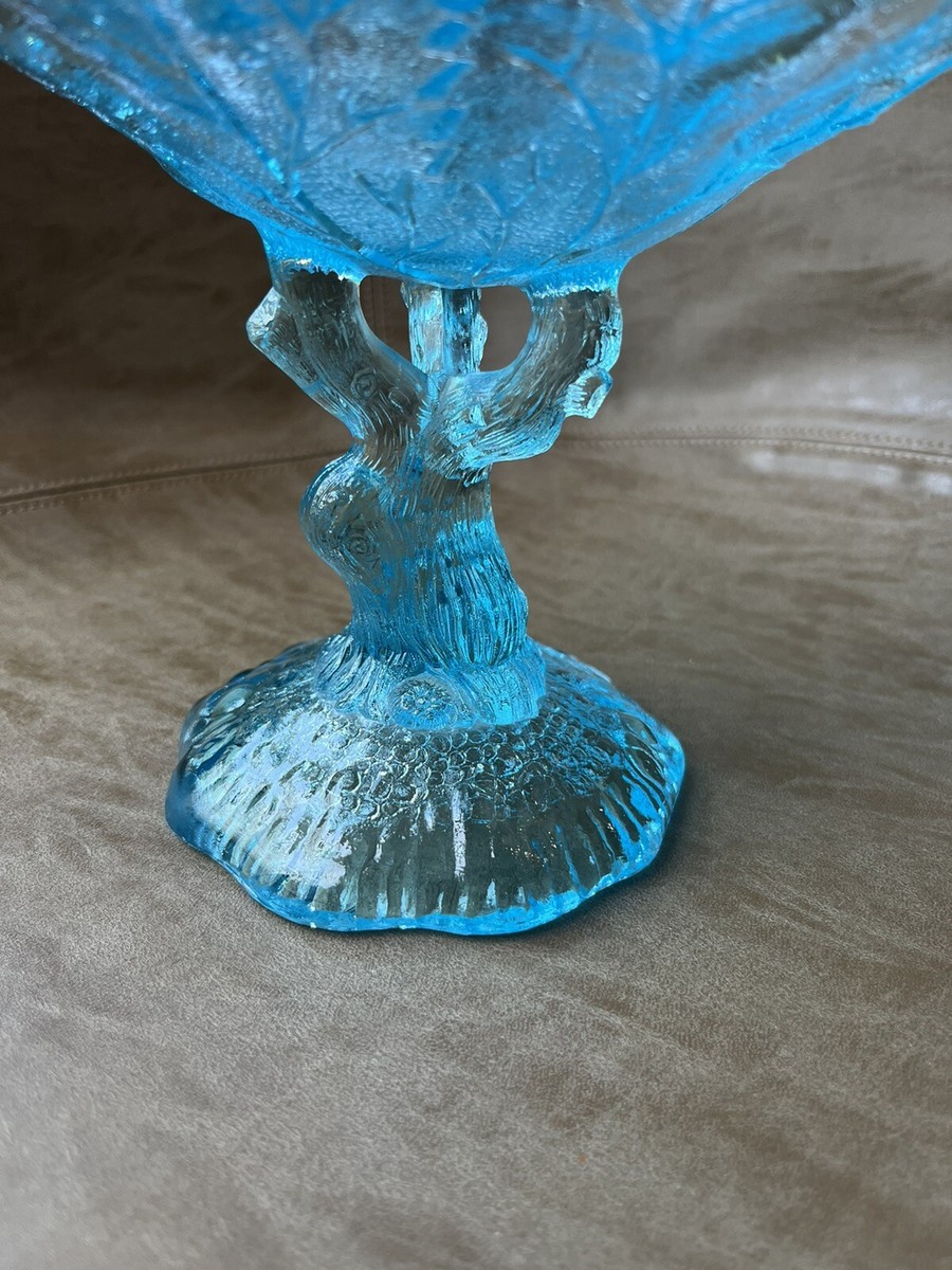 Vtg Antique Portieux Vallerysthal Glass French Tree Of Life Blue