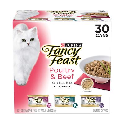 Purina Fancy Feast Gravy Wet Cat Food Variety Pack, Poultry & Beef Grilled Co...