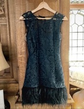 Lipsy VIP flapper Style Blue Navy Lace Dress Size 8 Ladies