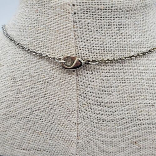 Vintage Nina Ricci Stamped Blue Amber Lariat Style Silver Tone Chain Necklace 15 - Picture 3 of 4
