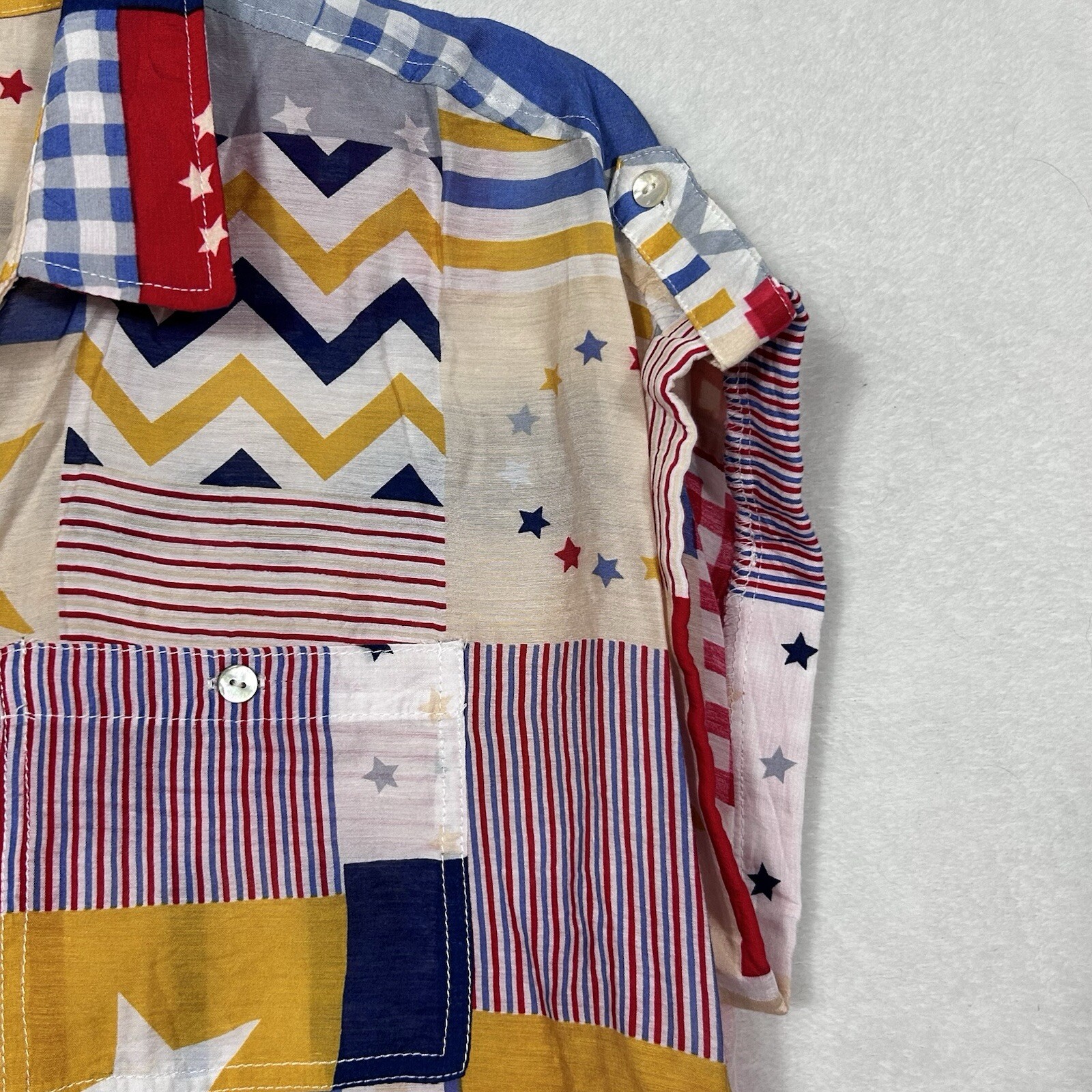 MULTIPLES Women’s Sz Medium Patchwork Button-Up T… - image 8