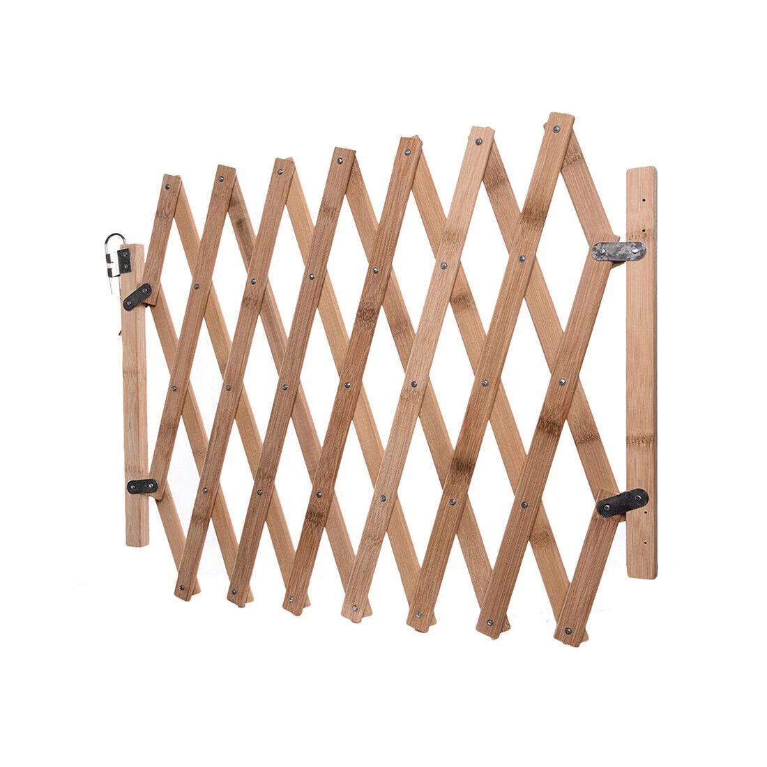 Retractable Wooden Dog Gate Pet Safety Fence Barrier for Doorways
