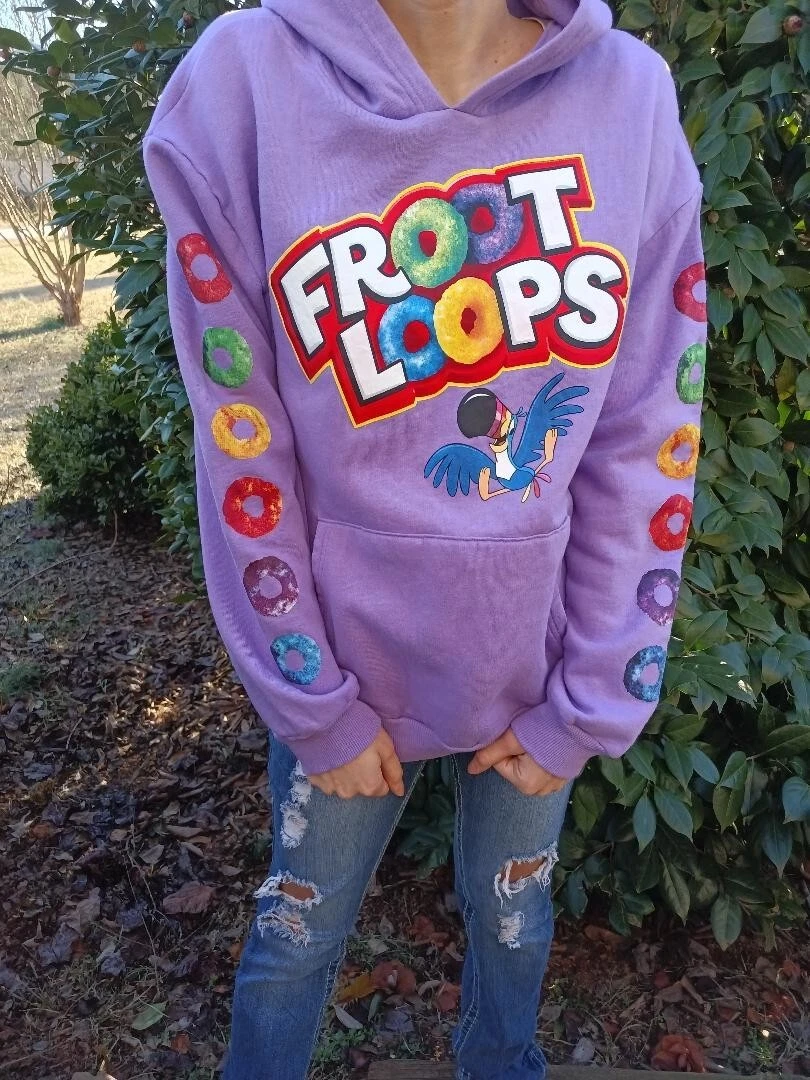 Froot Loops Kelloggu0026#039;s purple hoodie pullover sweatshirt SZ XL Adult |  eBay