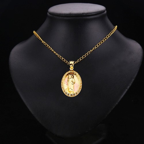 14K Tri Color Gold Zirkonia San Judas Medaille Anhänger - Bild 2 von 4